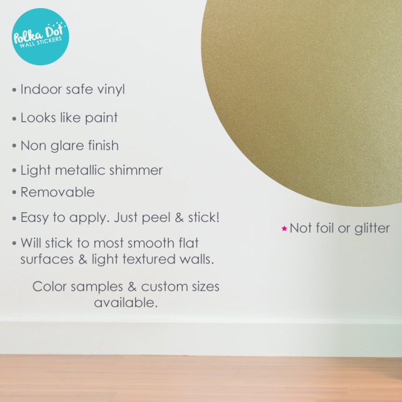 Peel and Stick Metallic Gold Polka Dot Wall Decals Long Life Etsy