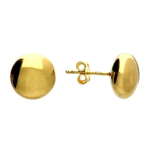 Orecchini a bottone grandi in oro, vermeil 18 carati su argento sterling, 8 mm e 10 mm