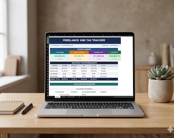 Freelance 1099 Tax Tracker Excel & Google Sheets | Self-Employed Tax Organizer | Quarterly Tax Estimator | Digital Download