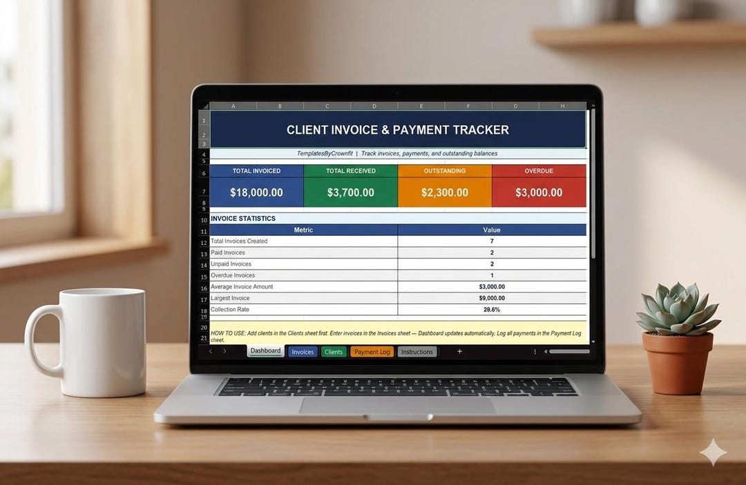 Client Invoice & Payment Tracker Excel Template | Small Business ...