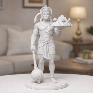Escultura de resina de Hanuman de 25 cm (10 pulgadas): pieza decorativa con acabado negro mate - Ideal para salas de oración, regalos de lujo y elaborada artesanalmente por Laintha.