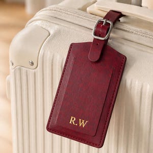 Custom Leather Luggage Tag, Embossed Initials Travel Tag, Best Man Gift, Groomsmen Proposal, Wedding Party Favor, Custom Travel Accessory