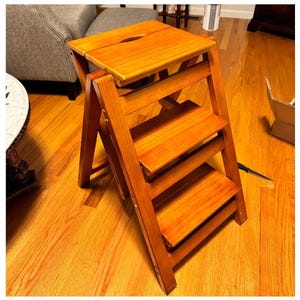 Wood Step Ladder, Lightweight Folding Step Stool, Portable Wooden Ladder, Compact Foldable Step Stool for Kitchen Bathroom Home Use