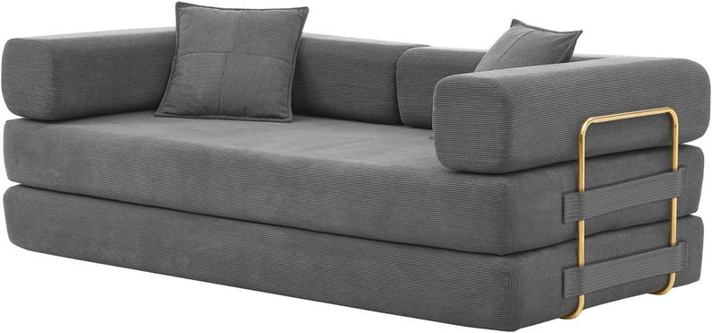 Sofá cama plegable convertible 4 en 1, sofá de suelo de pana de 198 cm con cama extraíble, sofá cama futón modular para sala de estar y dormitorio. imagen 10