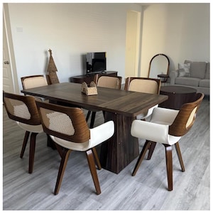 ooden Rectangle Dining Table, Modern Oak Kitchen Table with Heavy Duty Legs