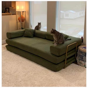 Sofá cama plegable convertible 4 en 1, sofá de suelo de pana de 198 cm con cama extraíble, sofá cama futón modular para sala de estar y dormitorio. imagen 1