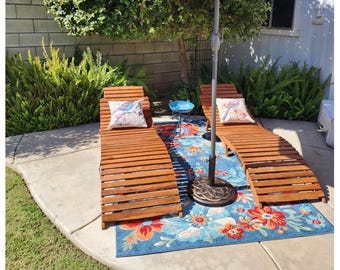 Wooden Patio Chaise Lounge Chair, Folding Outdoor Pool Lounge, Waterproof Reclining Sunbed for Garden, Deck & Backyard