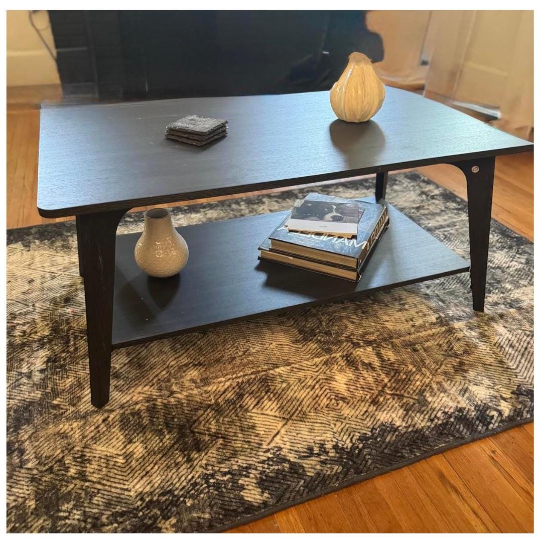 2 Tier Coffee Table With Storage, Honey Brown Center Table With Tapered ...