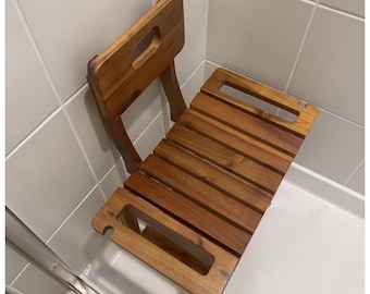 Silla de ducha con respaldo, asiento de baño resistente de hasta 204 kg, patas antideslizantes, estante de almacenamiento, asas, taburete de ducha ajustable para personas mayores.