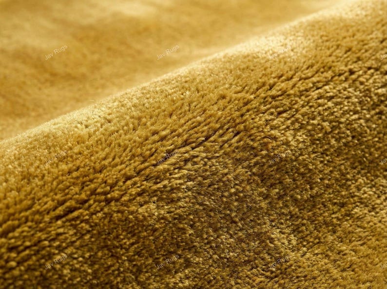 Gold Button Rug Texture Hand-tufted Wool Area Rug | Solid Gold, Plush Cut Pile - Etsy