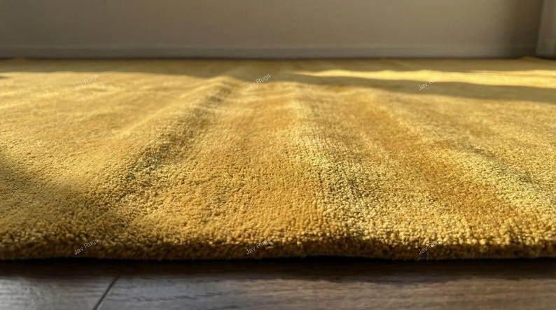 Gold Button Rug Texture Hand-tufted Wool Area Rug | Solid Gold, Plush Cut Pile - Etsy
