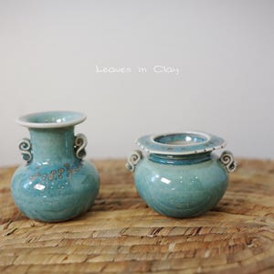 2 Inch Handmade ceramic Succulent pots duo- [延禧] YanXi Collection, mini art pottery set