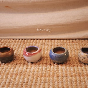 Handmade Ceramic Dango Succulent Planter, Mini Round Pot for Small Plants