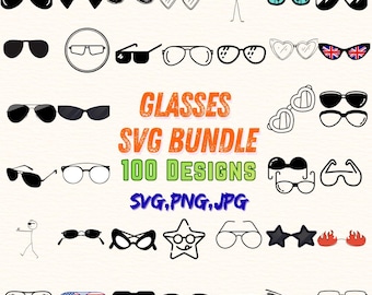 100 Glasses SVG Bundle | Eyeglasses Clipart | Silhouette & Cricut Designs | Sunglasses Cut Files | Mega Glasses SVG Pack Laser Ready Designs