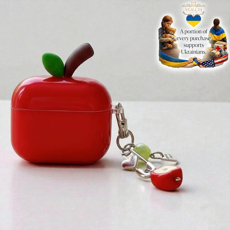 Red Apple AirPods Case | Silicone Protective Cover image 8