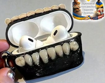 Funny Monster Teeth AirPods Case – 3D Protective Cover with Keychain