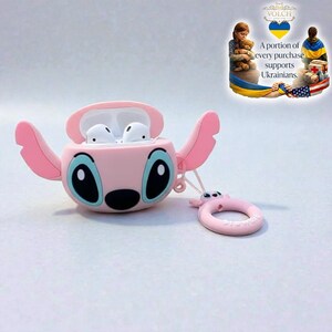 Pink Alien Silicone Earbuds Case | Protective Cover with Keychain