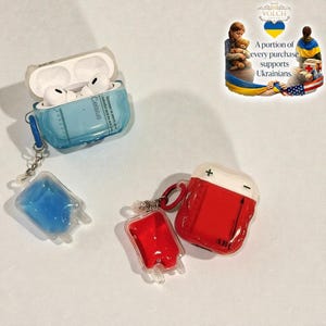 Estuche para AirPods con colgante de bolsa de sangre: funda protectora divertida con diseño líquido para AirPods 1/2/3/Pro/Pro 2/Pro 3/AirPods 4