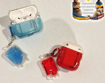 Blood Bag AirPods Case with Pendant – Funny Liquid Style Protective Cover for AirPods 1/2/3/Pro/Pro 2/Pro 3/AirPods 4