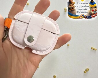 Handmade Tweed AirPods Case with Keychain | Snap Button Earbud Pouch