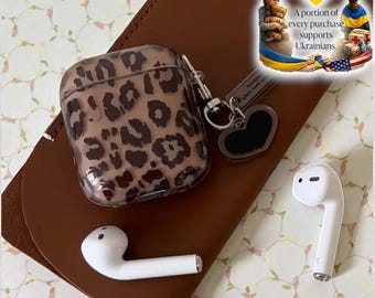 Leopard Print AirPods Case – Clear Protective Cover with Pendant