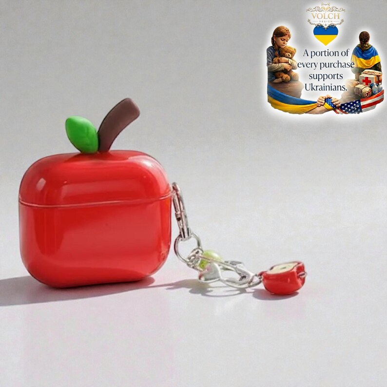 Red Apple AirPods Case | Silicone Protective Cover image 7