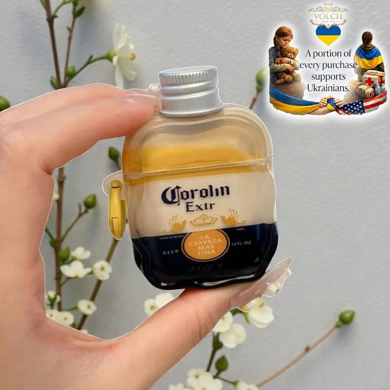 Bottle-Style 3D Silicone AirPods Case with Ice Cube Pendant image 5
