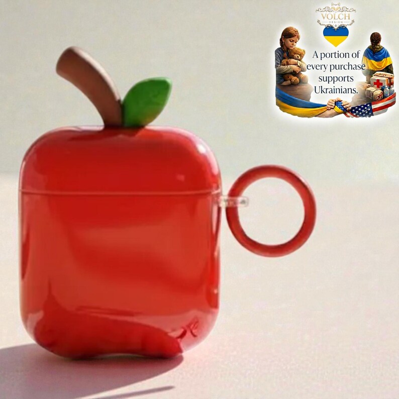 Red Apple AirPods Case | Silicone Protective Cover image 4