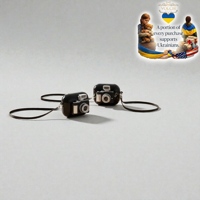 Vintage Camera Style AirPods Case – Retro Protective Cover with Wrist Strap image 4