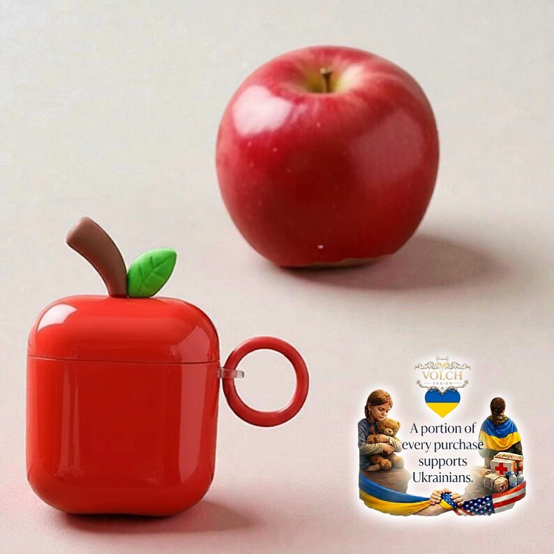Red Apple AirPods Case | Silicone Protective Cover image 6