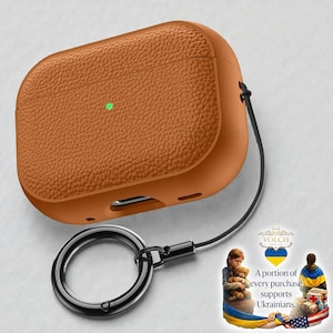 Leather-Style AirPods Case – Shockproof Cover with Metal Keyring