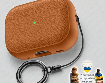 Leather-Style AirPods Case – Shockproof Cover with Metal Keyring