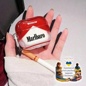 Divertida funda para AirPods con diseño de cigarrillo – Funda de silicona 3D novedosa / Regalo de broma para fumadores