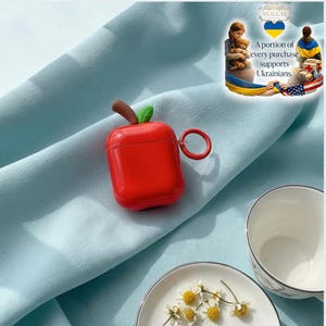 Red Apple AirPods Case | Silicone Protective Cover image 3