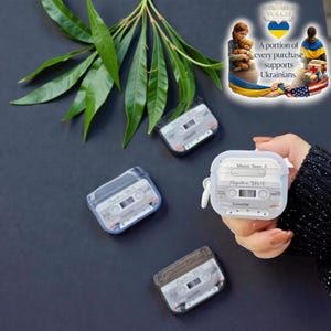 Retro Utility Label Silicone Case for AirPods – Transparent Protective Cover