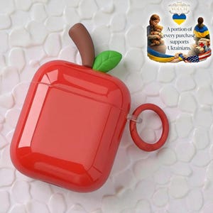 Red Apple AirPods Case | Silicone Protective Cover image 2