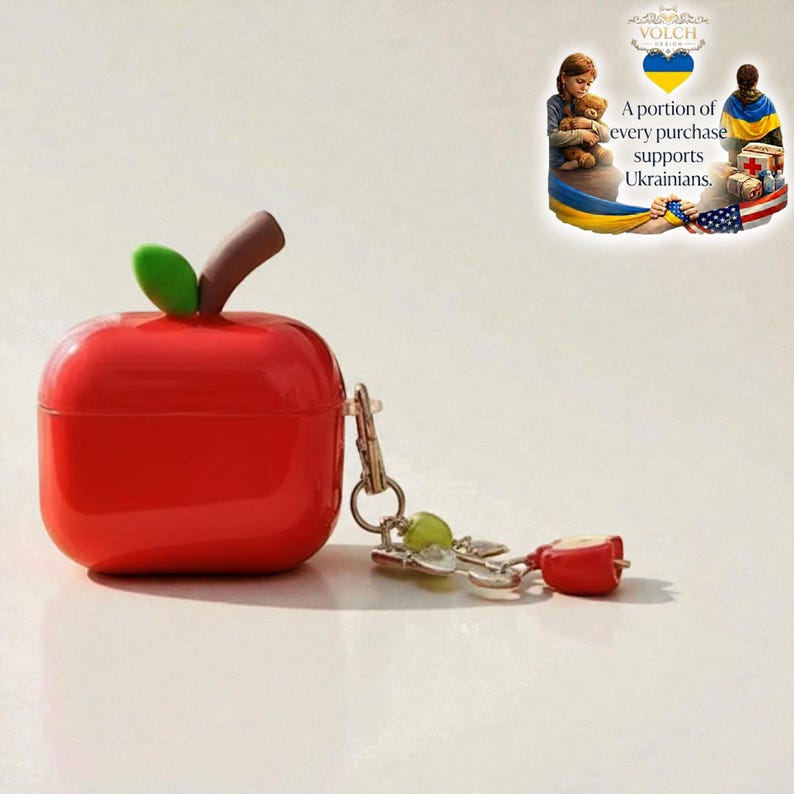 Red Apple AirPods Case | Silicone Protective Cover image 5