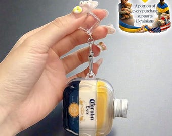 Bottle-Style 3D Silicone AirPods Case with Ice Cube Pendant