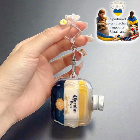 Bottle-Style 3D Silicone AirPods Case with Ice Cube Pendant