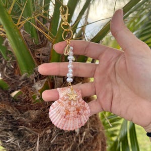 Gold and Silver Lobster Shell Keychain: Scallop, Coral, Oyster Charm Accessory