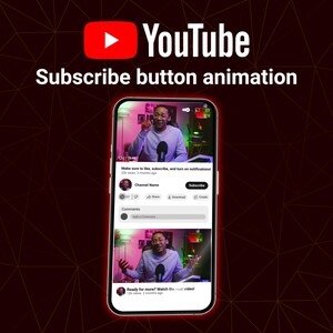 Może przedstawiać: Smartfon wyświetla film z YouTube z animacją przycisku "Subskrybuj". Logo YouTube znajduje się w lewym górnym rogu. Ekran pokazuje film z osobą mówiącą i tekstem "Upewnij się, że polubisz, zasubskrybujesz i włączysz powiadomienia!"