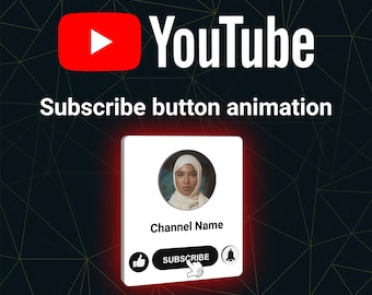 Animazione di iscrizione YouTube 3D personalizzata per introduzioni video, sovrapposizione pulsanti Mi piace e Iscriviti, pulsante di iscrizione animato 3D personalizzato