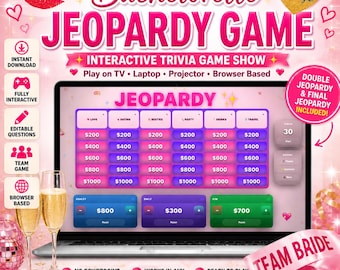 Bachelorette Party Jeopardy Game | Bridal Shower Game | Interactive Trivia | Editable Questions | Browser Based| Instant Download Game Night