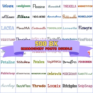 500 BX-broderitypsnitt för maskin | Broderialfabet och monogrambokstäver | Skripttypsnitt i 3 storlekar