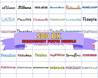 500 BX Embroidery Fonts Bundle for Machine | Embroidery Alphabet & Monogram Letters | Script Fonts in 3 Sizes