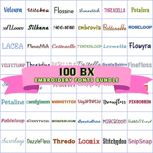 100 BX Embroidery Fonts Bundle for Machine | Embroidery Alphabet & Monogram Letters | Script Fonts in 3 Sizes