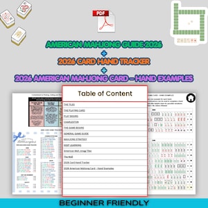 American Mahjong 2026 Guide Bundle | Beginner Guide, Rules, Strategy Cheat Sheets & Hand Tracker | Card Study Tools | Practice Worksheets
