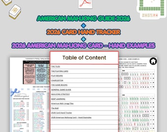 American Mahjong 2026 Guide Bundle | Beginner Guide, Rules, Strategy Cheat Sheets & Hand Tracker | Card Study Tools | Practice Worksheets