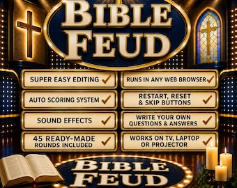 Editable Bible Feud Church Game, Christian Family Feud Trivia, Browser-Based & Customizable, No PowerPoint Needed, Youth Group Game Night