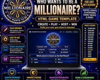 Who Wants to Be a Millionaire Game, Browser-Based Trivia Game, Fully Editable Quiz Game, Party Games